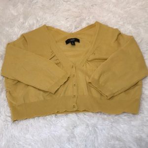 🌺MOSSIMO MUSTARD 3/4 SLEEVE CROPPED CARDIGAN  (L)